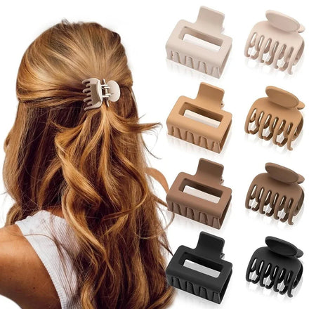 MIO Hot Selling 4cm Coffee Series Simple Hair Claw Clips Small Matte Color Girls Lady Shark Clip Thin Hair Plastic Cheap Clamp