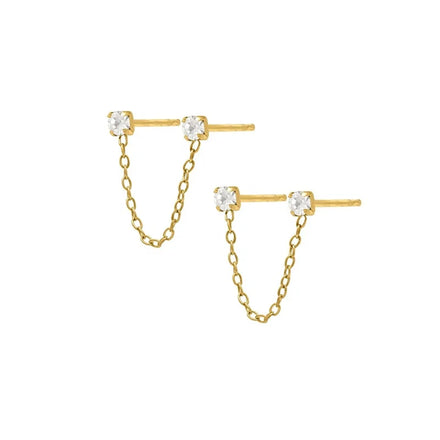 Milskye Fashion Great 18k Gold Plated 925 Silver Double Piercing Zircon Stud Earrings