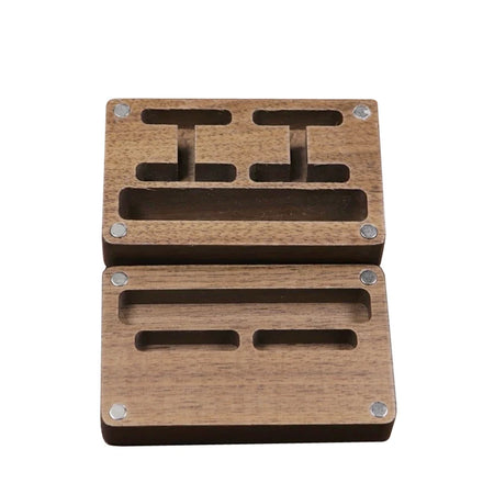 Walnut Wooden Cufflink Box Solid Wood Embedded Product Case with Magnetic Opening Closing Custom Engraved Product Insert Slots