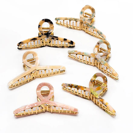 Acetate Metal Large Ganchos Para El Cabello Shark Hair Claw 12 cm Leopard Print Smooth Clamps Clips Luxury Grace Girl Hair Clips
