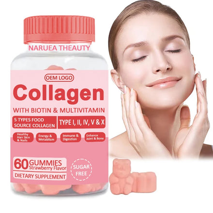 Gummies Supplement Customized Collagen Vitamin Biotin Skin Whitening Gummies for Adults Beauty Skin Hair Nails Antioxidant Stock