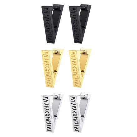 Sample Vintage Design Geometric Triangle Viking Stainless Steel Hoop Earrings for Men Fashion Jewelry EH-524