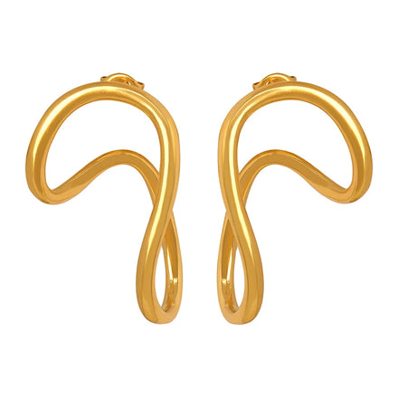 Custom Design Fashion Jewelry Wholesale 18K Gold Plated Hollow Link Women Non Tarnish Free Stainless Steel Hoop Earring