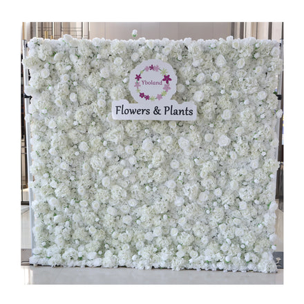 5D 3D Roll up Fabric Cloth Wedding Party Event Decor Flower Wall Panel Artificial Silk Rose Flower Wall Backdrop for Wedding