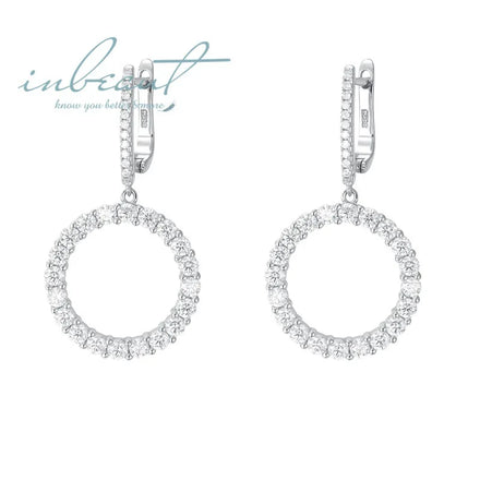 Silver 925 Original Total 4 Ct Round Brilliant Cut Diamond Test Past D Color Moissanite Wedding Drop Earrings Gemstone Jewelry