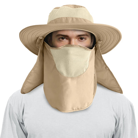 Summer Fishing Hat for Men Women Sun Hat With Removable Neck Flap and Face Cover UV Sun Protection Fishing Hat