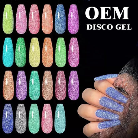 RONIKI Flash Diamond Disco Gel Polish Customized logo Private Label Reflective Glitter Gel Nail Polish for Salon