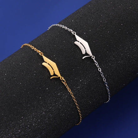 Women's Stainless Steel Pendant Bracelet Creative Beaded Graduation Gift Jewelry Doctoral Hat Style for Wedding Party Wholesale