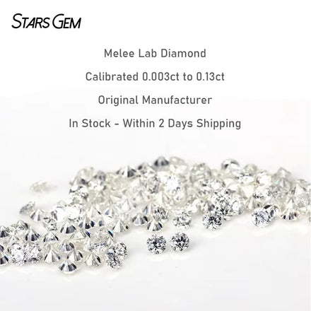 1ct/Bag Melee Lab-Grown Diamonds Small Size 0.003ct - 0.1ct DEF VVS/VS Synthetic Diamond Price Per Carat Loose Lab Diamonds