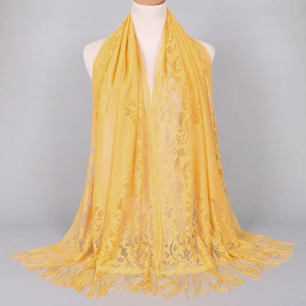 Wholesale Lace Women Scarf Shawls Polyester Fashion Style Long Scarves With Tassels Hijabs