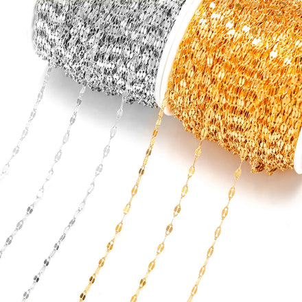 1Meter 2mm Copper Chains Lips Chain for Women Necklace Bracelet Earrings Jewelry Making DIY Components Jewelry Accessories Y14