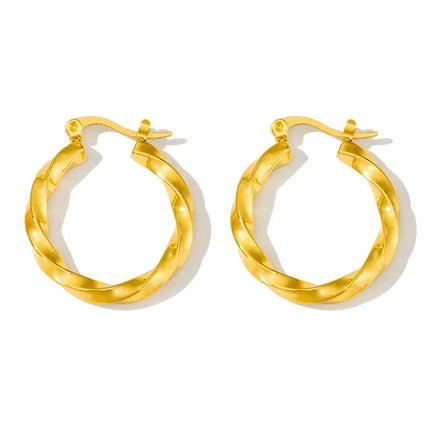 COOL Wholesale 18K Gold Plated Stainless Steel PVD Gold Plated Jewelry Tarnish Free Twist Hoops Huggie Earrings