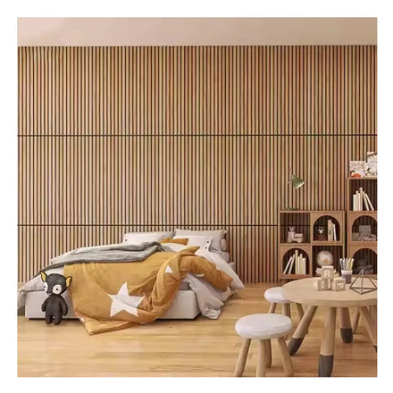 Sample Link/ Custom Natural Oak Wood Veneer Acoustic Akupanels Black 2600X600 Ceiling Wandpaneel Akustik Slat Wall Panel