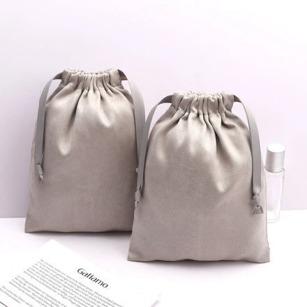 High End Suede Drawstring Bag for Jewelry Gift Reusable Skin Makeup Cosmetic Storage Suede Pouch