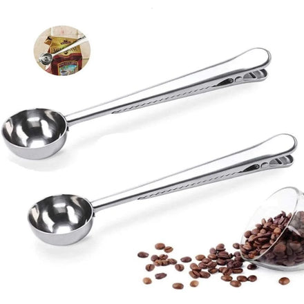 Eco-Friendly Stainless Steel 15ml Measuring Spoons Coffee and Tea Scoop with Seal Bag Clip Metal Spoons