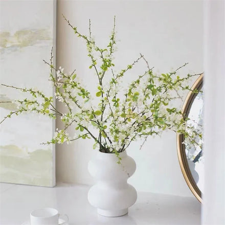 Real Touch Artificial White Snow Willow Flower Stem Branches Christmas Table Centerpiece Floral Arrangement Wedding Decoration