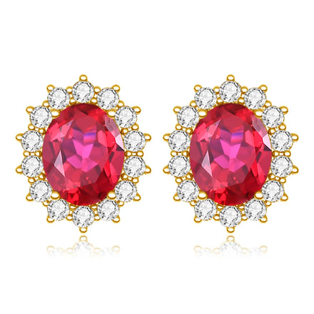Luxury Sterling Silver 925 Stud Earrings with Ruby Princess Diana Inspired Design for Anniversary Celebrations