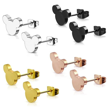 Dainty Waterproof PVD Plating Silver 18K Gold Stainless Steel Small Minnie Mouse Mickey Ear Stud Earring Jewelry for Women
