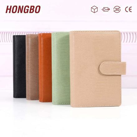 Hongbo Best Selling A6 Binder Planner Organizer Lizard Leather Loose Leaf 6 Gold Rings Stylish Stationery/School/Office Gift