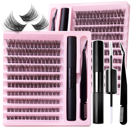 Cluster Ribbon Full Strip Eyelash Extension DIY Kits Classic Silk Fluffy Fans Knot Premium Quality Lashes for Beauty Care