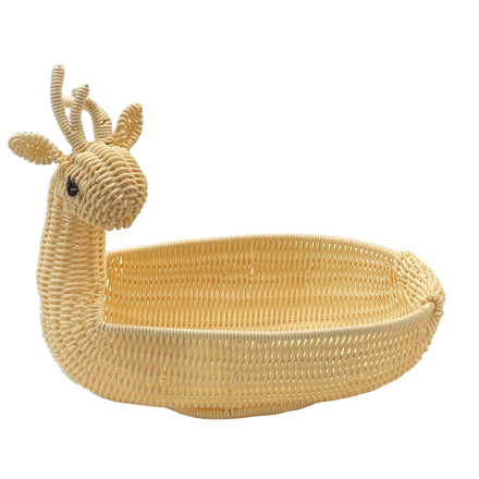 Handwoven Multi-Functional Animal Shape Food Plastic Fruit Wicker Gift Storage Baskets Tray for Serving Home Decoration