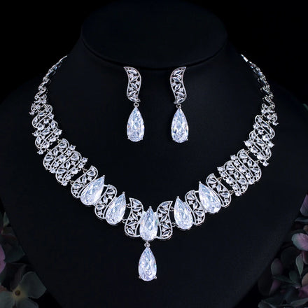 Cubic Zirconia Green Wedding Bridal Jewelry Set for Women