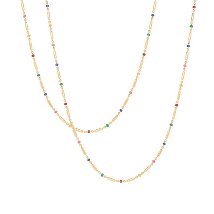 18K Gold Plated Waterproof Necklace for Women New Colorful Bead Chain with Zircon Trendy Style Tarnish-Free Jewelry