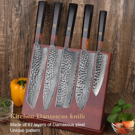 Professional Ultra Sharp Chef Knife Set High Quality Damascus Kitchen Knife with Premium Wood Handle Metal Material
