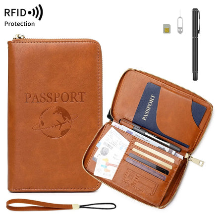 RFID blocking Passport cover bag Multifunctional travel wallet card holder Business Ticket holder phone passport holder