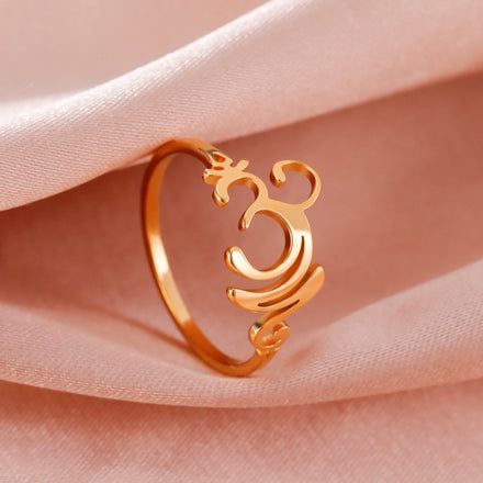 Mysterious Vintage Yoga OM Buddha Hindu Ring Finger Accessories for Women Men Stainless Steel Jewelry Amulet Gift