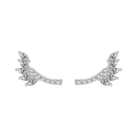 925 Sterling Silver Stylish Tree Leaves Stud Earrings for Women Clear CZ Piercing Earrings Fine Jewelry Wedding Gift