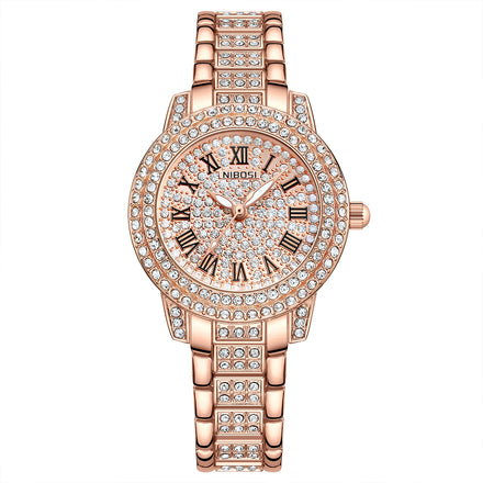 NIBOSI Women's Watch Analog Quartz Rose Gold Diamond Watches for Women Fashion Luxury Waterproof Girl Wrist Watch