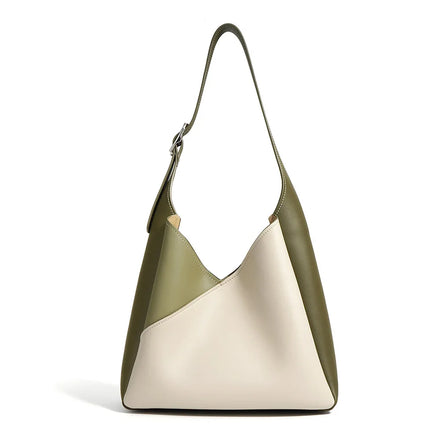 Luxury Vintage Fashion Candy Pattern Open Closure Genuine Leather Women's Tote Bag Portable Contrast Color for Spring Season