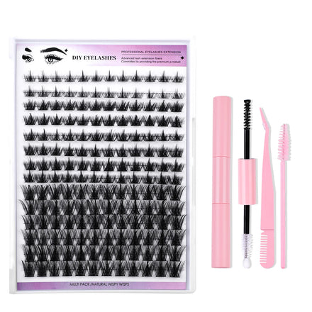Praeclarus Lash Extensions Kit Makeup Set Lash Bond and Seal Glue Individual Lashes 14 Rows Cluster Eyelashes Extension at Home