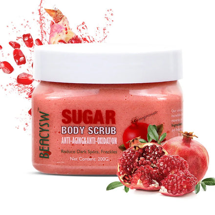 Private Label SPA Whitening Moisturizing Bleaching Glowing Pomegranate Sugar Body Scrub