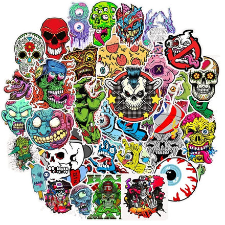 50PCS Cool Fashional Ghost Eyeball Horror Waterproof Skeleton Sticker