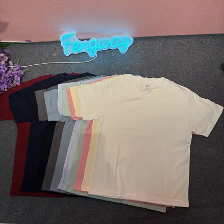Custom Logo 230gsm Heavyweight Unisex T Shirt Women's T-shirts Wholesale Short Sleeve Tee Tops Plain Blank 100% Cotton T-Shirts