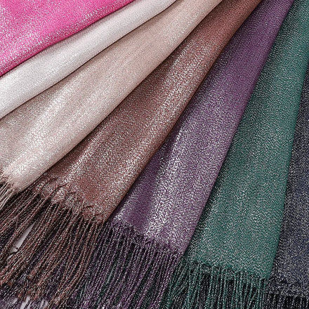 Designer Women Scarf Luxury Summer Scarves Lady Shawl Wrap Hijab Foulard Female Bandana Solid Color Polyester Silver Headband