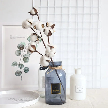 JCF239 Natural Ten Cotton Branch Fall Decorative Dried Flowers White Cotton Stems for Floral Arrangements