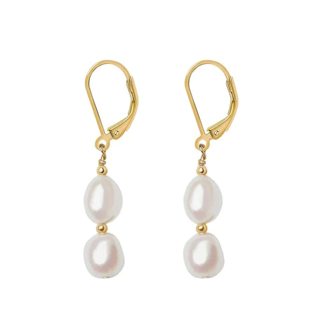 Fashion Jewelry 925 Silver Lever Back Hook Cultured 7-8mm Real Rice Pearl Drop Earrings
