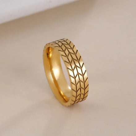 Cool Motorcycle Car Tire Rings for Men Boys Stainless Steel Hip Hop Punk Geometric Striped Finger Ring Fashion Jewelry Gift