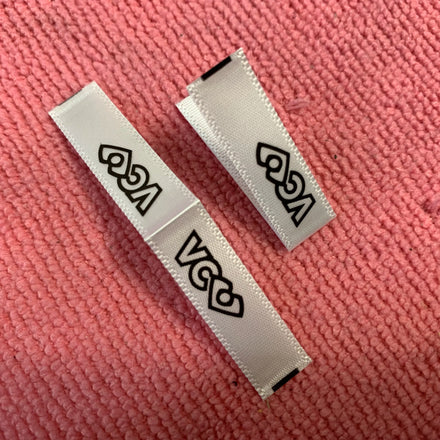 Best Service Both Sides Printing Satin logo Labelloop Fold Safe Ink Printing Clothing Name Tags