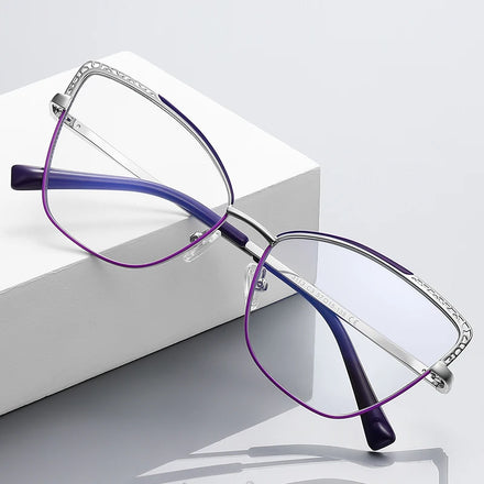 DOISYER New Retro Fashion Anti Blue Light Cat Eye Frame Eyeglass Glasses Women Metal Optical Frame Glasses