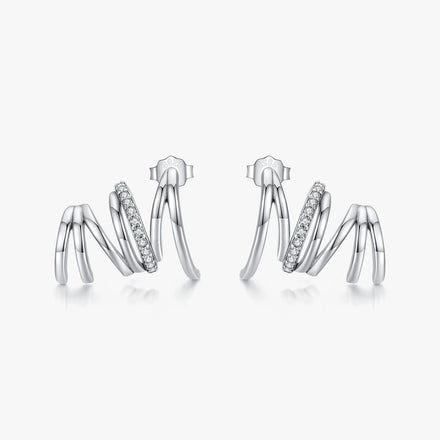 925 Sterling Silver Delicate Geometric Stud Earrings for Women Shining Zircon Female Earrings Fine Jewelry Wedding Gift