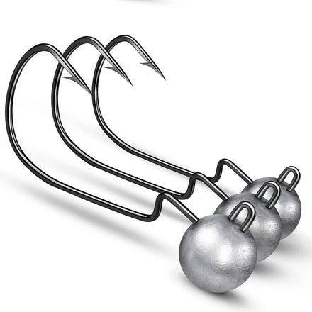 Jig Head Fishhooks 3.5/5/7/10g Weights Wide Crank Offset Fishing Hooks Soft Lure Jigs Barbed Hooks 5pcs/Bag