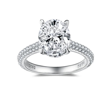 Hot Selling 925 Sterling Silver Moissanite Fashion Ring Oval Cut Gemstone with Rhodium Plating Casual Jewelry for Ladies