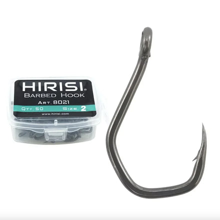 Hirisi PTFE Coated High Carbon Stainless Steel Barbed Fish Hook With Eye 8021 Carp Fishing Fishing Accessories