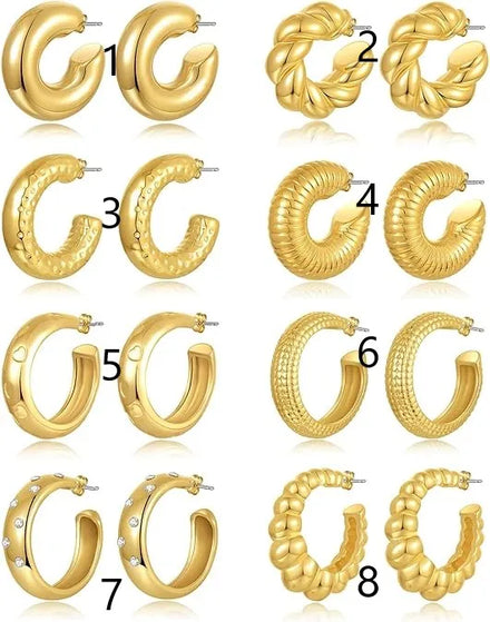 Wholesale 30mm Alloy Chunky Silver & Gold Lightweight Earrings Trendy Fashionable Hoop Huggie Ear Studs with Zircon for Women