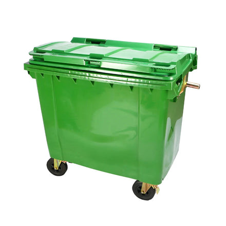 Large Outdoor 660L Plastic Wheelie Bin Open Top Standing Structure Recycle Garbage Container Community Waste Bin