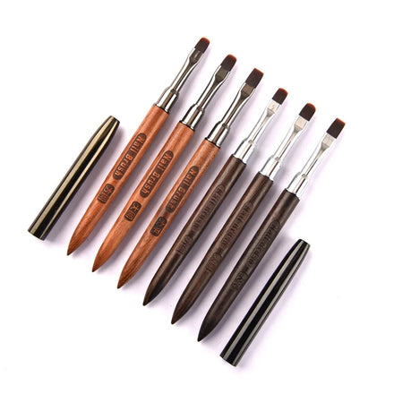 Japanese Style Sandalwood Nail Art Phototherapy Brush With Large Round Head and Flat Head High-end Phototherapy Pen Set